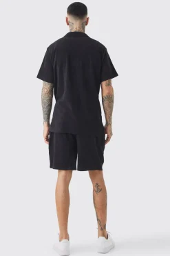 boohooMAN Tall Towelling Shirt & Short Set In | UK| Tracksuits
