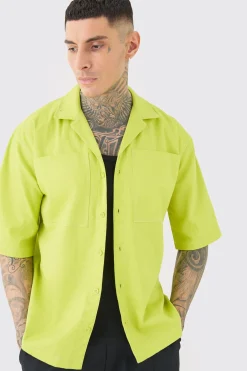 boohooMAN Tall Twill Drop Revere Contrast Stitch Shirt | UK| Shirts