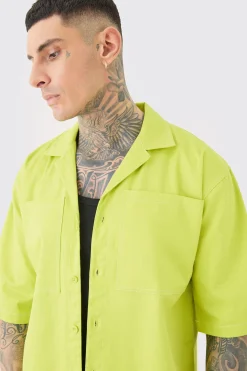 boohooMAN Tall Twill Drop Revere Contrast Stitch Shirt | UK| Shirts