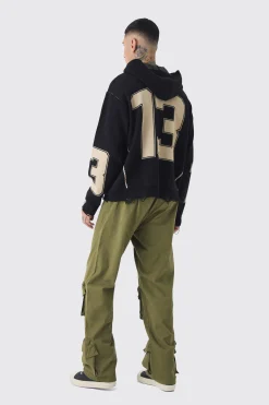 boohooMAN Tall Varsity Distressed Knitted Hoodie | UK| Knitwear|Hoodies & Sweatshirts