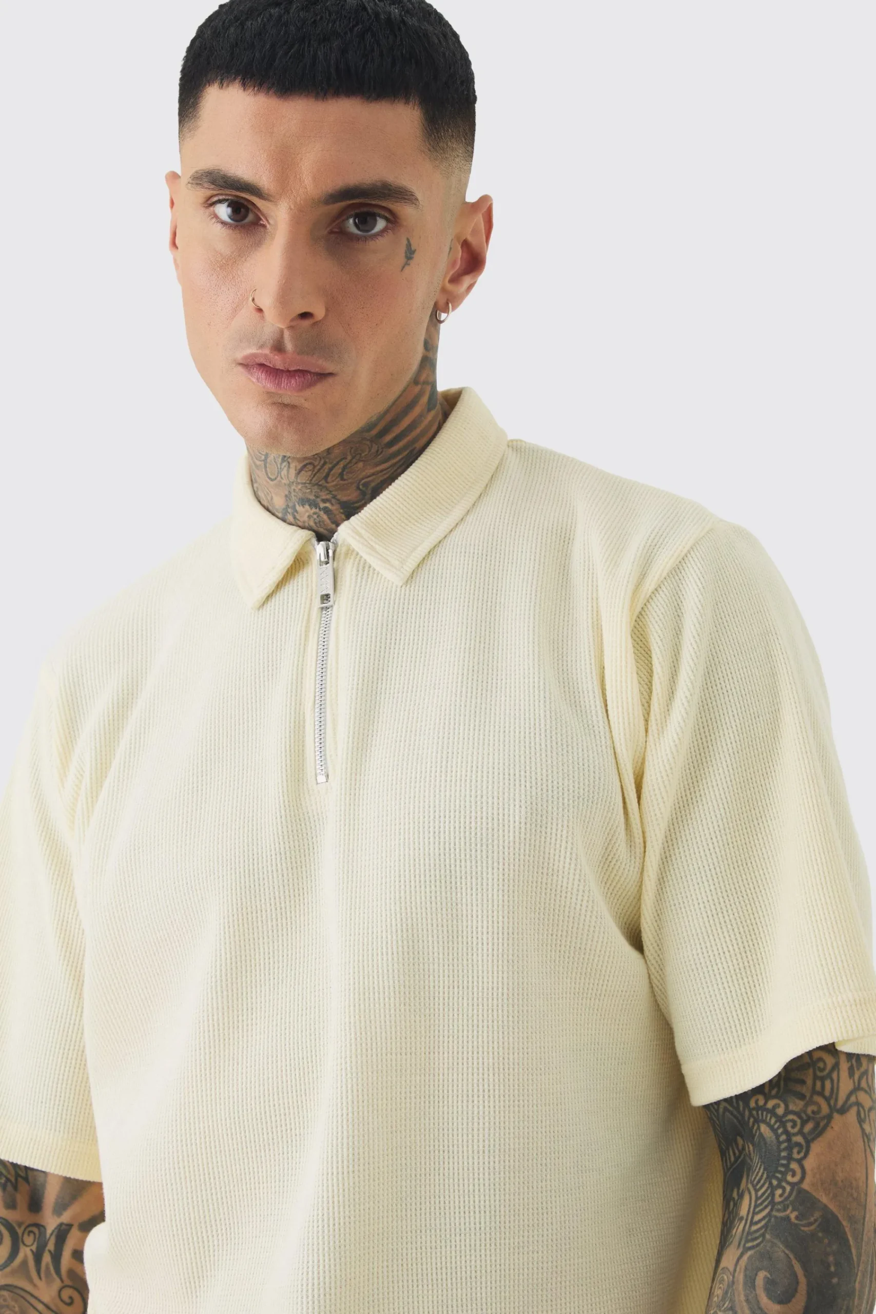 boohooMAN Tall Waffle Polo & Short Set | UK| Tracksuits