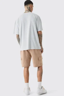 boohooMAN Tall Washed Relaxed Jersey Cargo Shorts | UK| Shorts