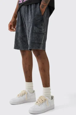 boohooMAN Tall Washed Relaxed Jersey Cargo Shorts | UK| Shorts
