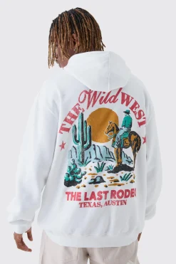 boohooMAN Tall Wild West Back Printed Oversized Hoodie | UK| Hoodies & Sweatshirts
