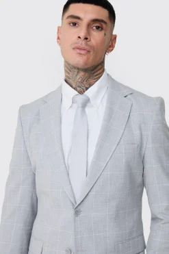 boohooMAN Tall Window Pane Check Skinny Fit Blazer | UK| Suits & Tailoring