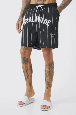 boohooMAN Tall Worldwide Crotch Printed Stripe Swim Shorts | UK| Shorts