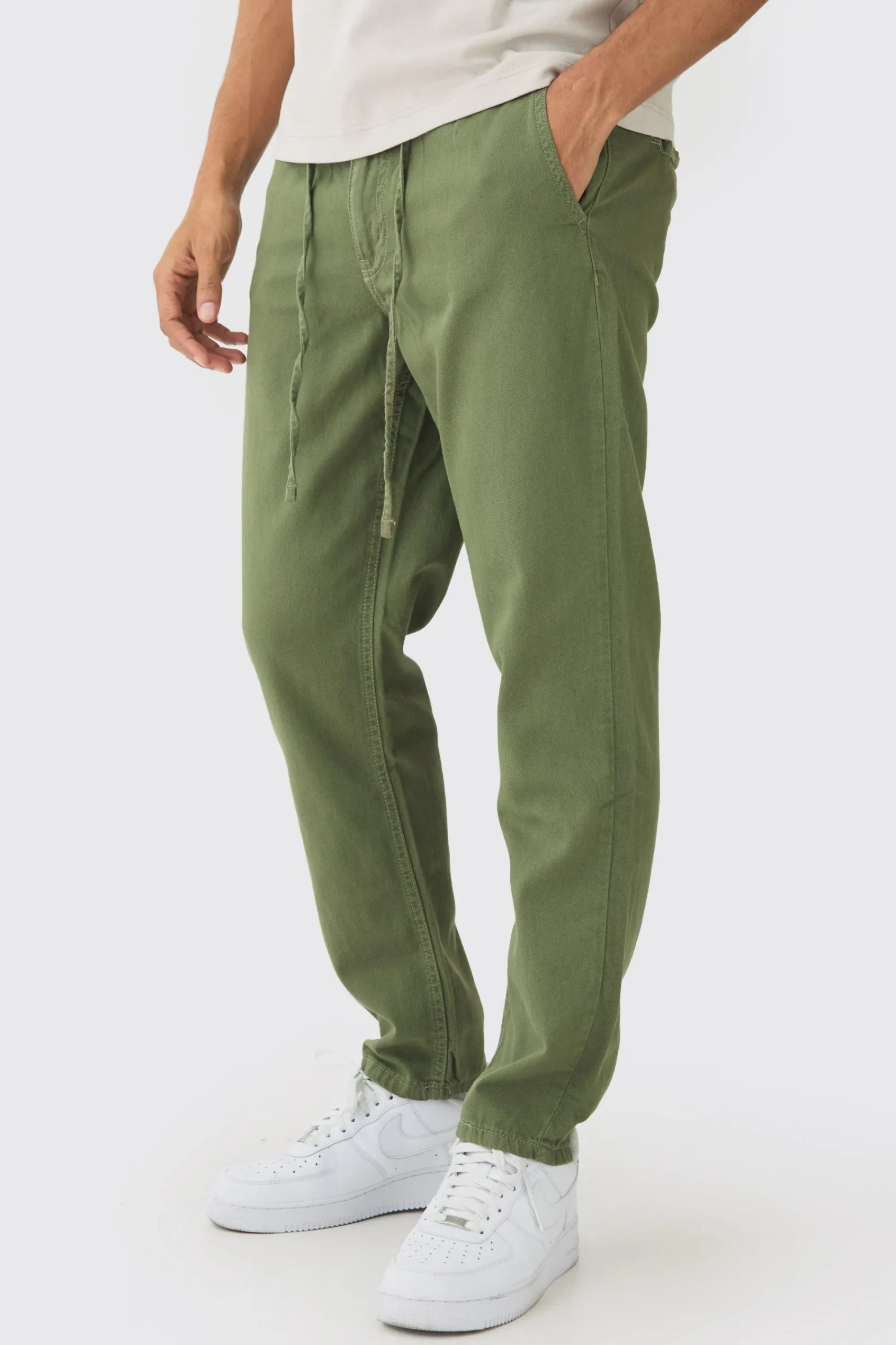 boohooMAN Tapered Chinos With Drawcords In | UK| Trousers