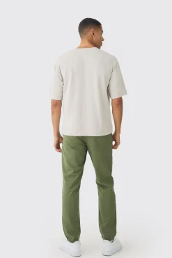boohooMAN Tapered Chinos With Drawcords In | UK| Trousers