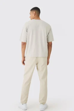 boohooMAN Tapered Chinos With Drawcords In | UK| Trousers