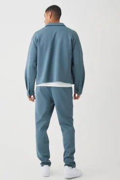 boohooMAN Tapered Pintuck Scuba Trouser | UK| Trousers|Sets & Co-Ords