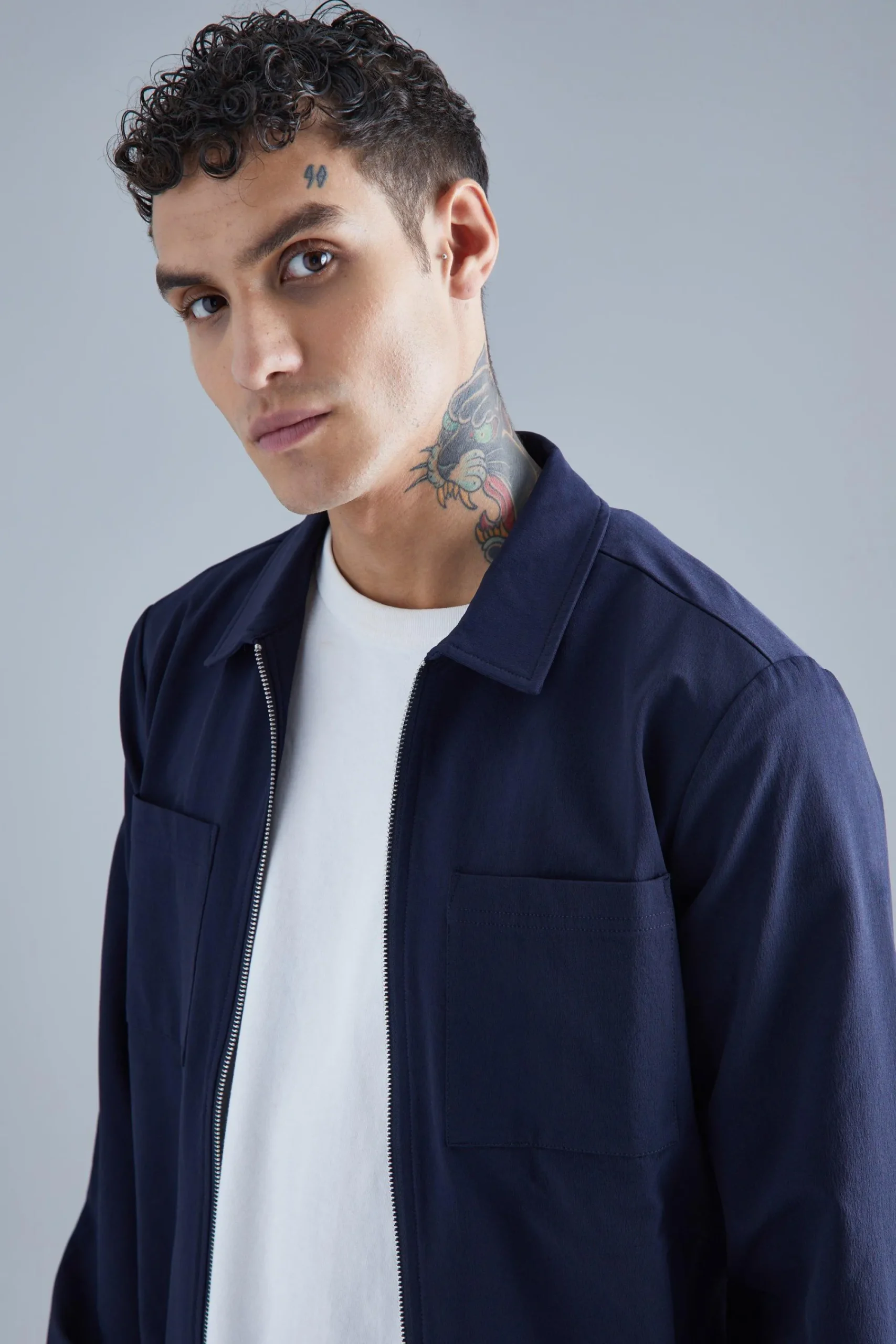 boohooMAN Technical Stretch Harrington With Patch Pockets | UK| Coats & Jackets