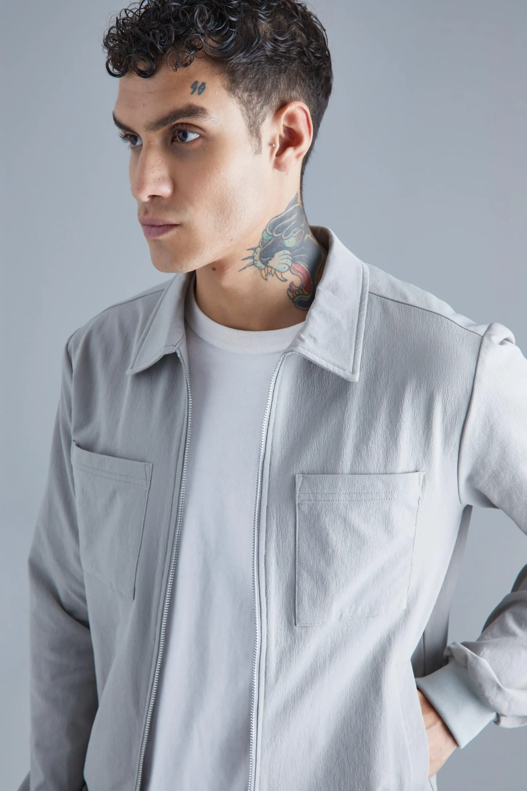 boohooMAN Technical Stretch Harrington With Patch Pockets | UK| Coats & Jackets