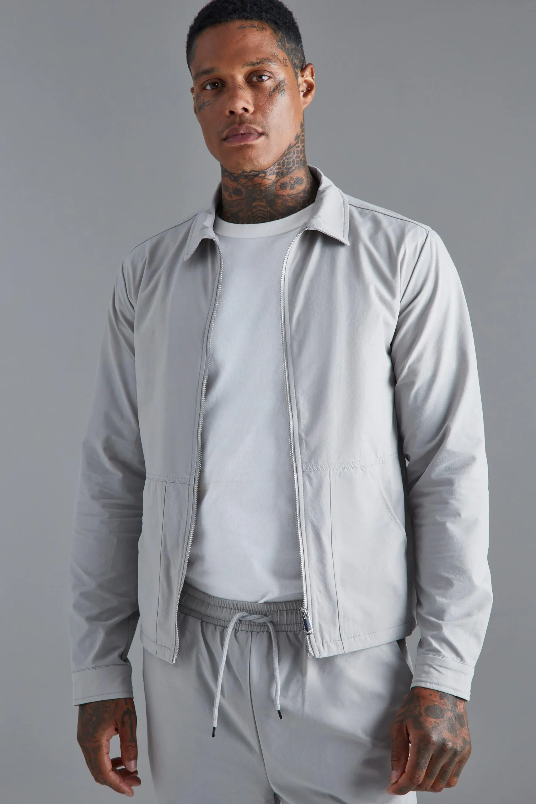 boohooMAN Technical Stretch Shacket | UK| Shirts