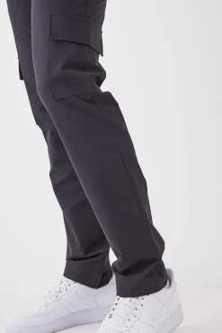boohooMAN Technical Stretch Tailored Straight Fit Cargo Trousers | UK| Suits & Tailoring|Trousers
