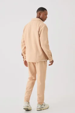 boohooMAN Textured Elasticated Waist Straight Fit Trousers | UK| Trousers