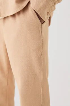 boohooMAN Textured Elasticated Waist Straight Fit Trousers | UK| Trousers