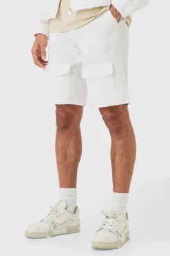 boohooMAN Textured Jacquard Fixed Waist Smart Cargo Shorts | UK| Suits & Tailoring|Shorts