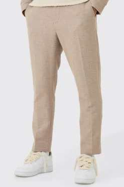 boohooMAN Textured Jacquard Fixed Waist Smart Tapered Trousers | UK| Suits & Tailoring|Trousers
