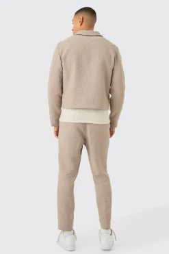 boohooMAN Textured Jacquard Fixed Waist Smart Tapered Trousers | UK| Suits & Tailoring|Trousers