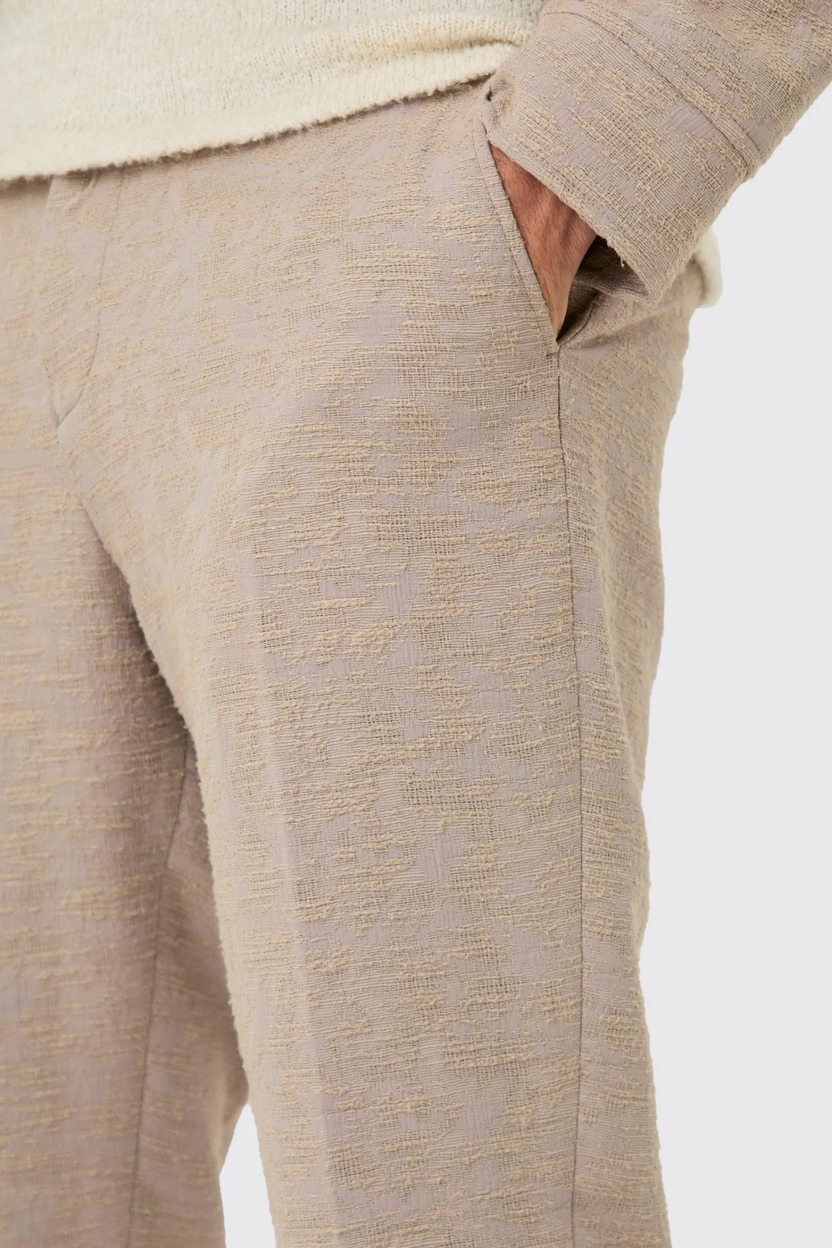 boohooMAN Textured Jacquard Fixed Waist Smart Tapered Trousers | UK| Suits & Tailoring|Trousers