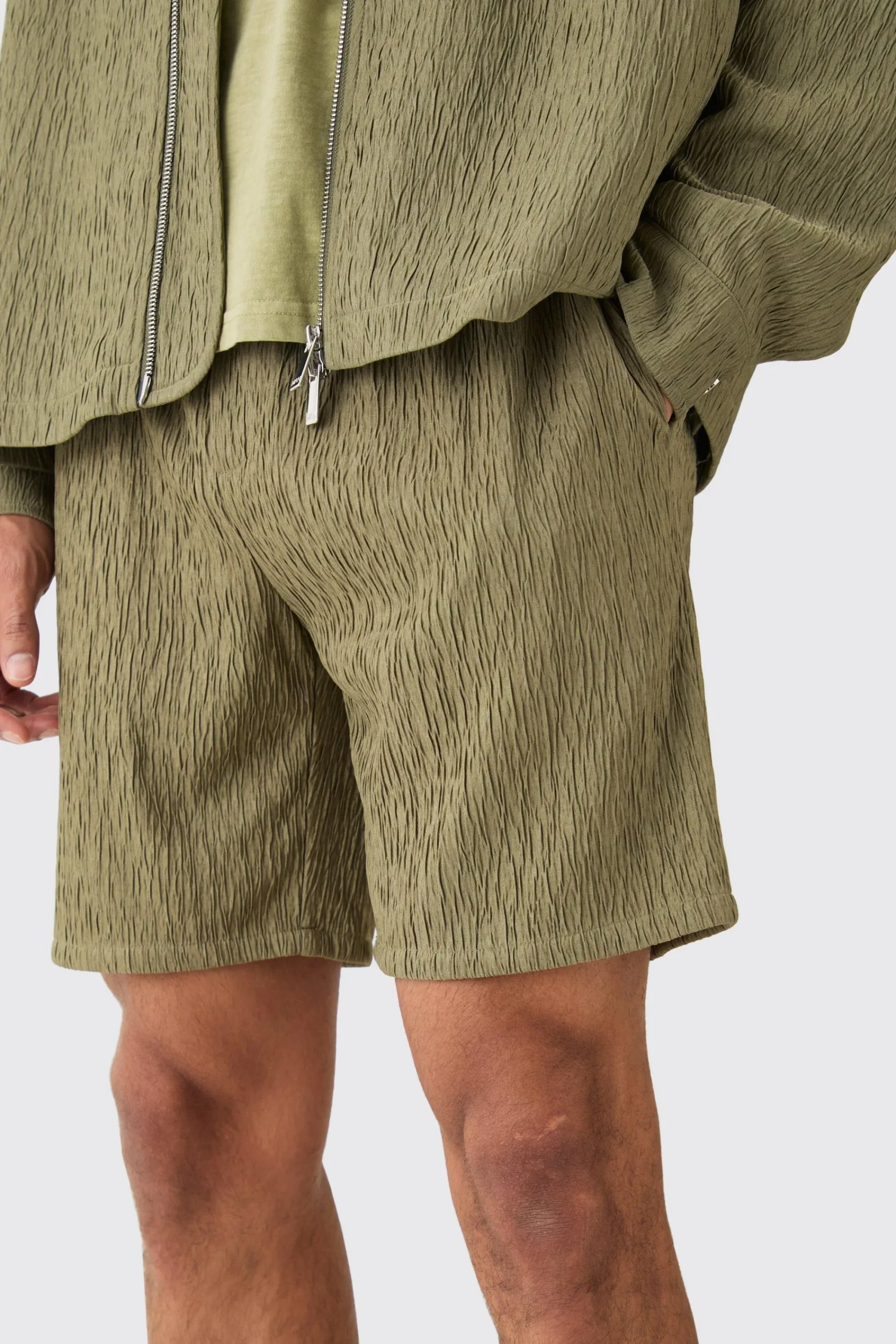 boohooMAN Textured Satin Oversized Fit Zip Up Harrington Suit | UK| Suits & Tailoring