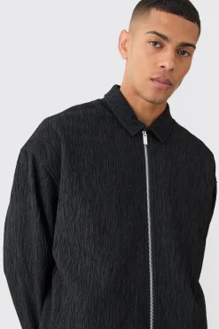 boohooMAN Textured Satin Zip Up Harrington Jacket | UK| Suits & Tailoring