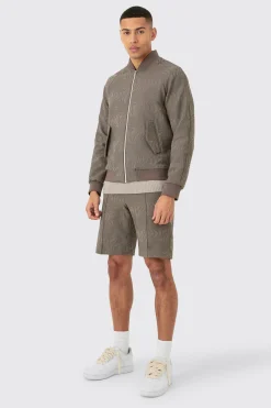 boohooMAN Textured Straight Fit Pintuck Tailored Shorts | UK| Suits & Tailoring