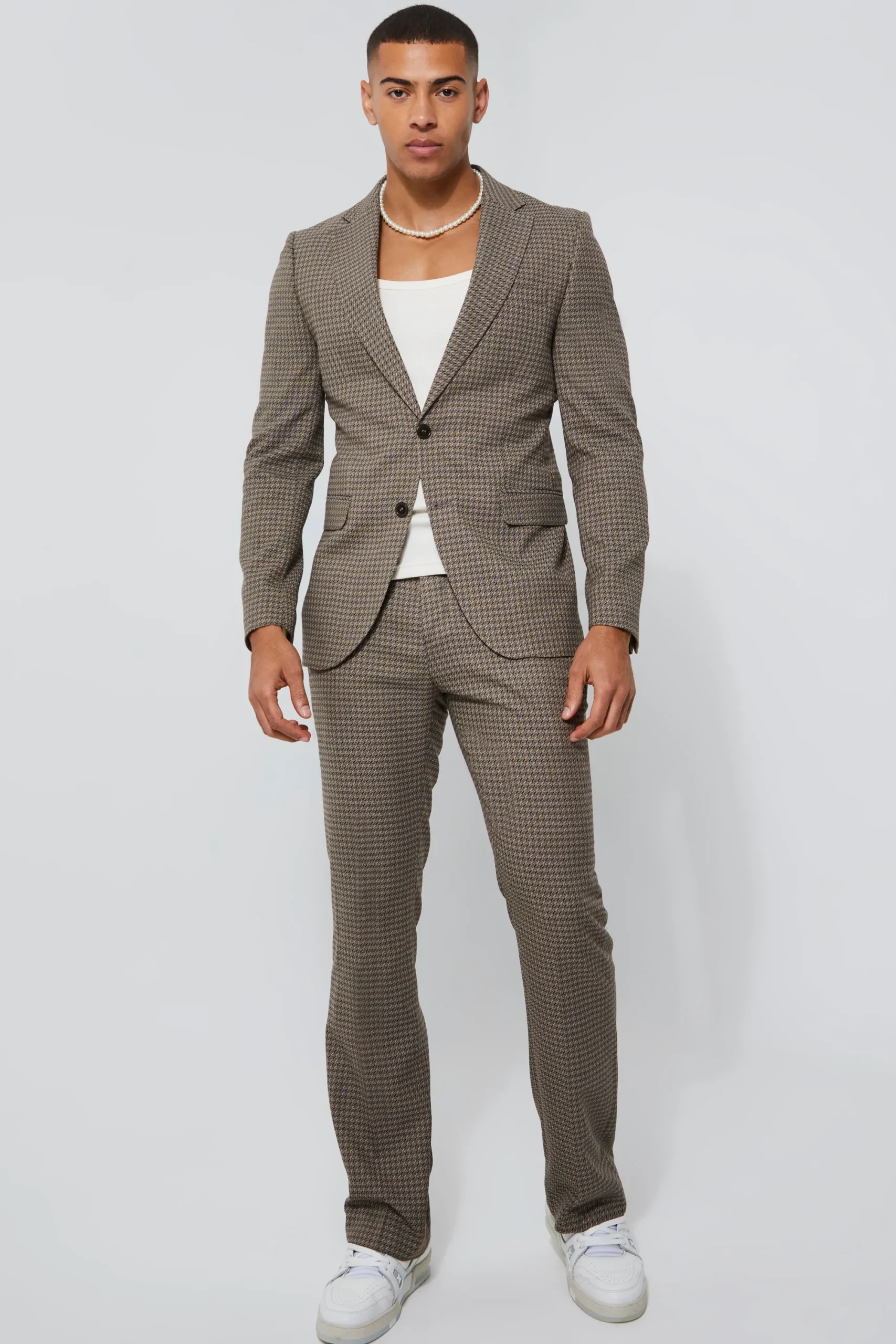 boohooMAN Toosii Skinny Single Breasted Dogstooth Suit Jacket | UK| Suits & Tailoring