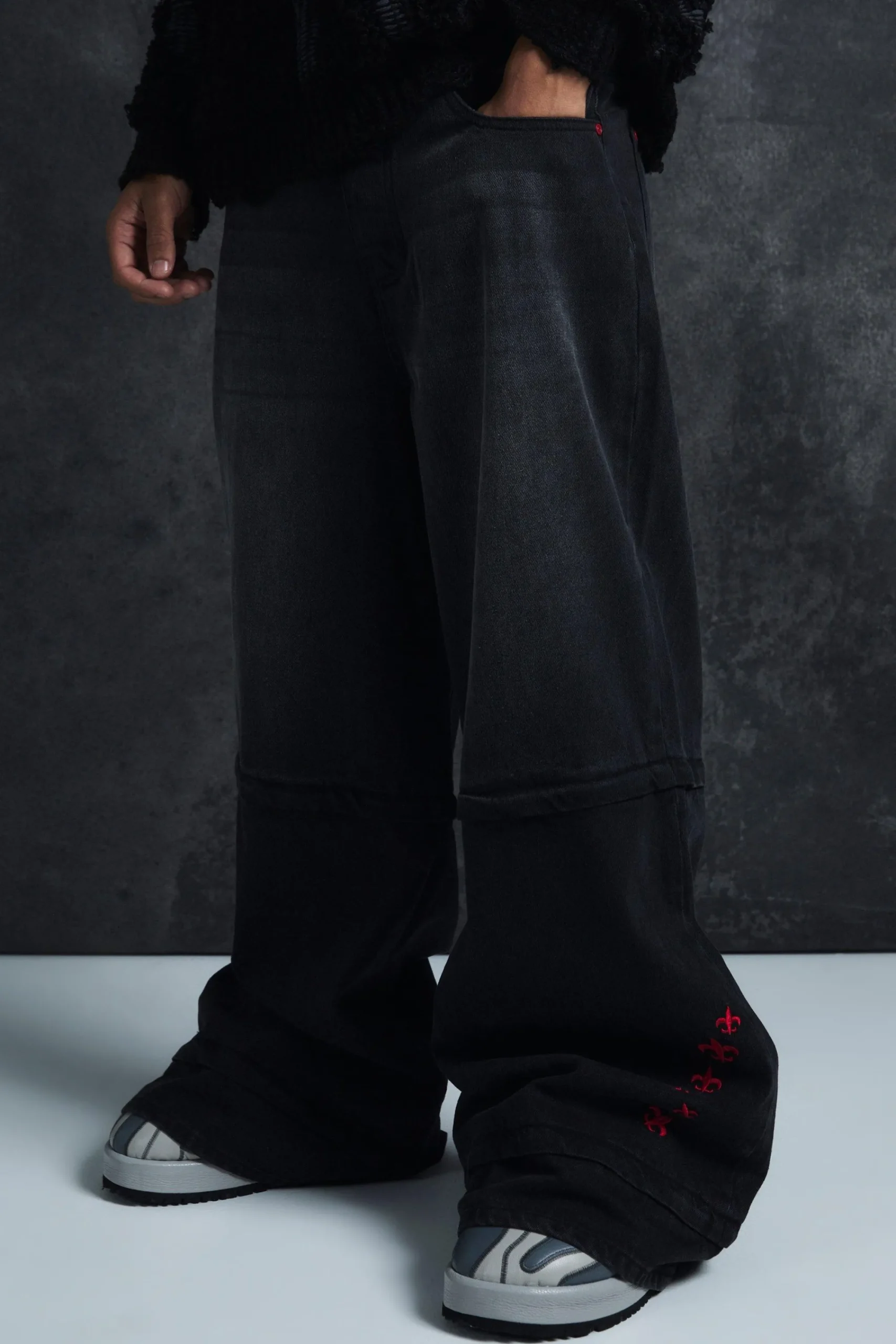boohooMAN Trippie Redd Extreme Baggy Rigid Zip Off Leg Denim Jeans | UK| Trousers|Jeans