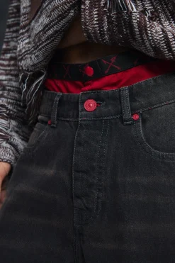 boohooMAN Trippie Redd Long Line Boxer Waistband Denim Jorts | UK| Shorts