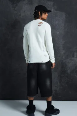 boohooMAN Trippie Redd Muscle Fit Distressed Jumper | UK| Knitwear