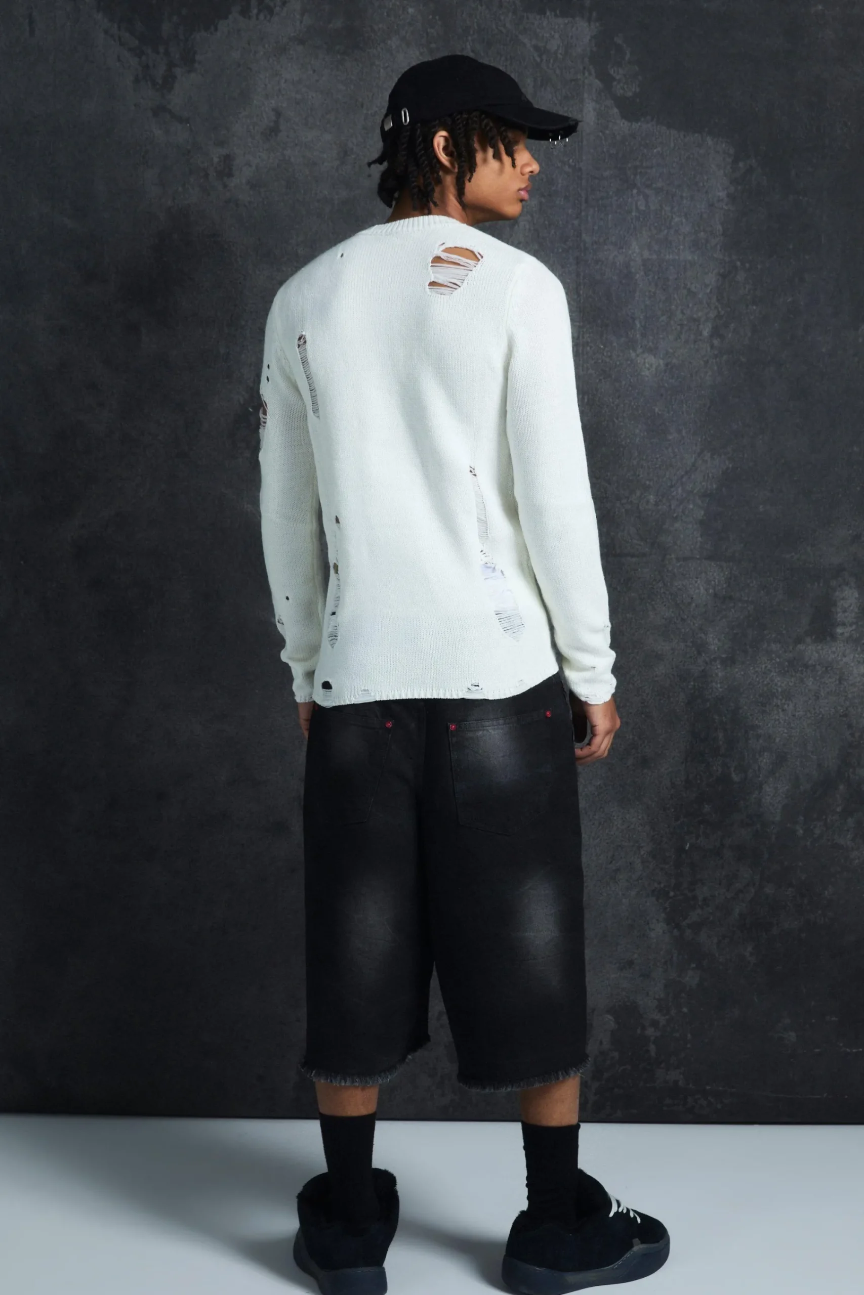 boohooMAN Trippie Redd Muscle Fit Distressed Jumper | UK| Knitwear