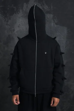 boohooMAN Trippie Redd Oversized Boxy Spike Full Zip Through Hoodie | UK| Hoodies & Sweatshirts