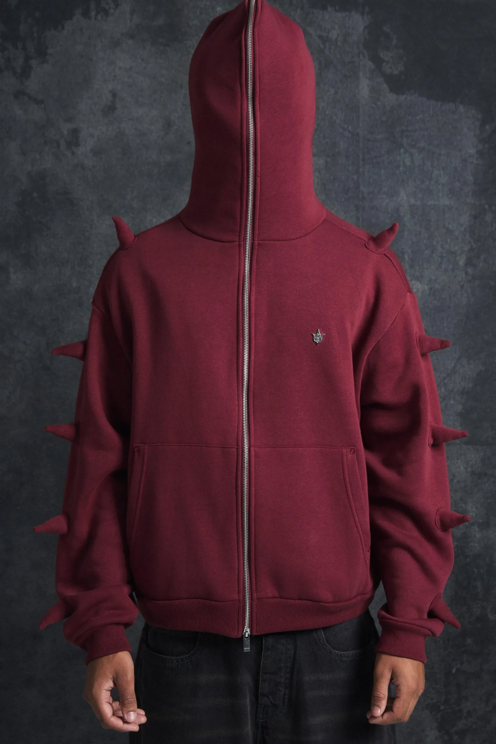 boohooMAN Trippie Redd Oversized Boxy Spike Full Zip Through Hoodie | UK| Hoodies & Sweatshirts