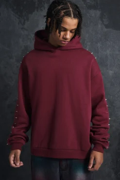 boohooMAN Trippie Redd Oversized Dropped Shoulder Metal Spike Hoodie | UK| Hoodies & Sweatshirts