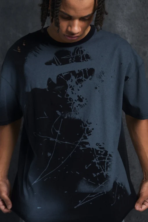 Trippie Redd Oversized Heavy Washed Lips Print T-shirt | UK^boohooMAN Outlet