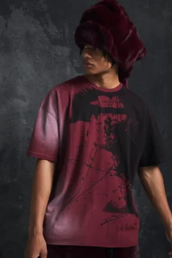 Trippie d Oversized Heavy Washed Lips Print T-shirt | UK^boohooMAN Hot