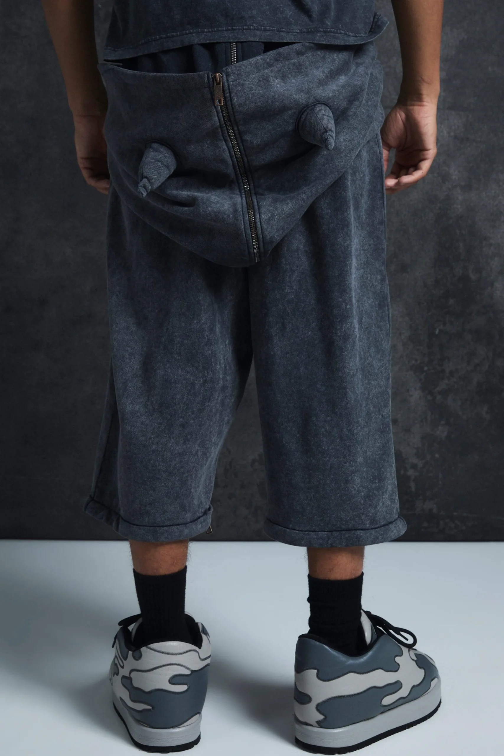 boohooMAN Trippie Redd Oversized Heavy Washed Horn Hooded Jogger | UK| Trousers|Joggers