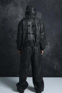 boohooMAN Trippie Redd Relaxed Faux Leather Elastic Waist Cargo Trouser | UK| Trousers|Cargos