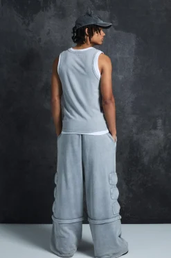 boohooMAN Trippie Redd Relaxed Washed Padded Jogger | UK| Joggers|Trousers