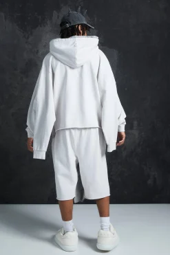 boohooMAN Trippie Redd Relaxed Washed & Distressed Double Waistband Long Length Short | UK| Shorts