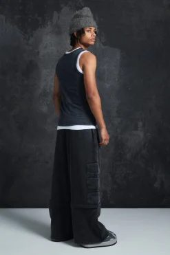 boohooMAN Trippie Redd Relaxed Washed Padded Jogger | UK| Trousers|Joggers