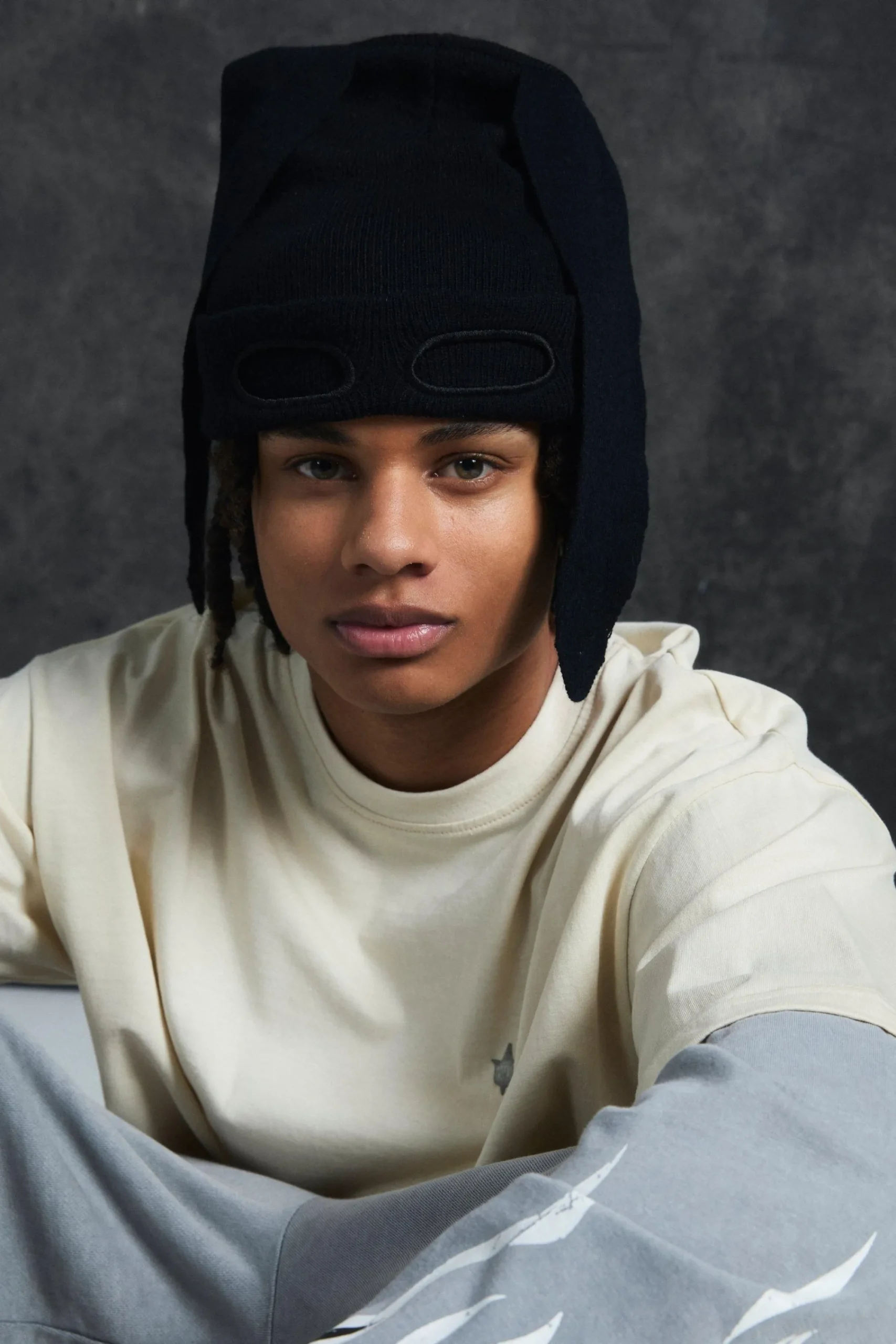 boohooMAN Trippie Redd Ribbed Bunny Ears Beanie In | UK| Hats & Caps