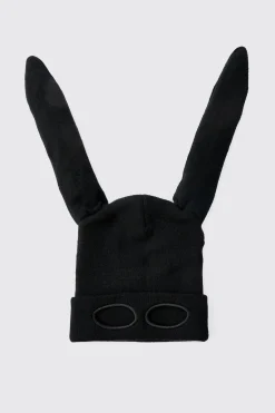 boohooMAN Trippie Redd Ribbed Bunny Ears Beanie In | UK| Hats & Caps