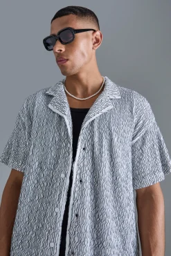 boohooMAN Two Tone Boxy Ripple Pleated Shirt | UK| Shirts