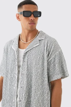 boohooMAN Two Tone Boxy Ripple Pleated Shirt | UK| Shirts