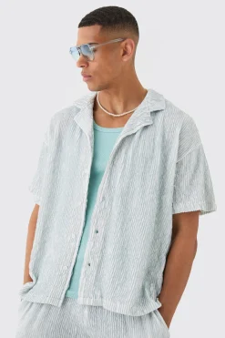 boohooMAN Two Tone Boxy Ripple Pleated Shirt | UK| Shirts