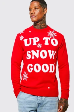 boohooMAN Up To Snow Good Christmas Jumper | UK| Knitwear