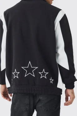 boohooMAN Varsity Embroidered Jersey Harrington Jacket | UK| Coats & Jackets