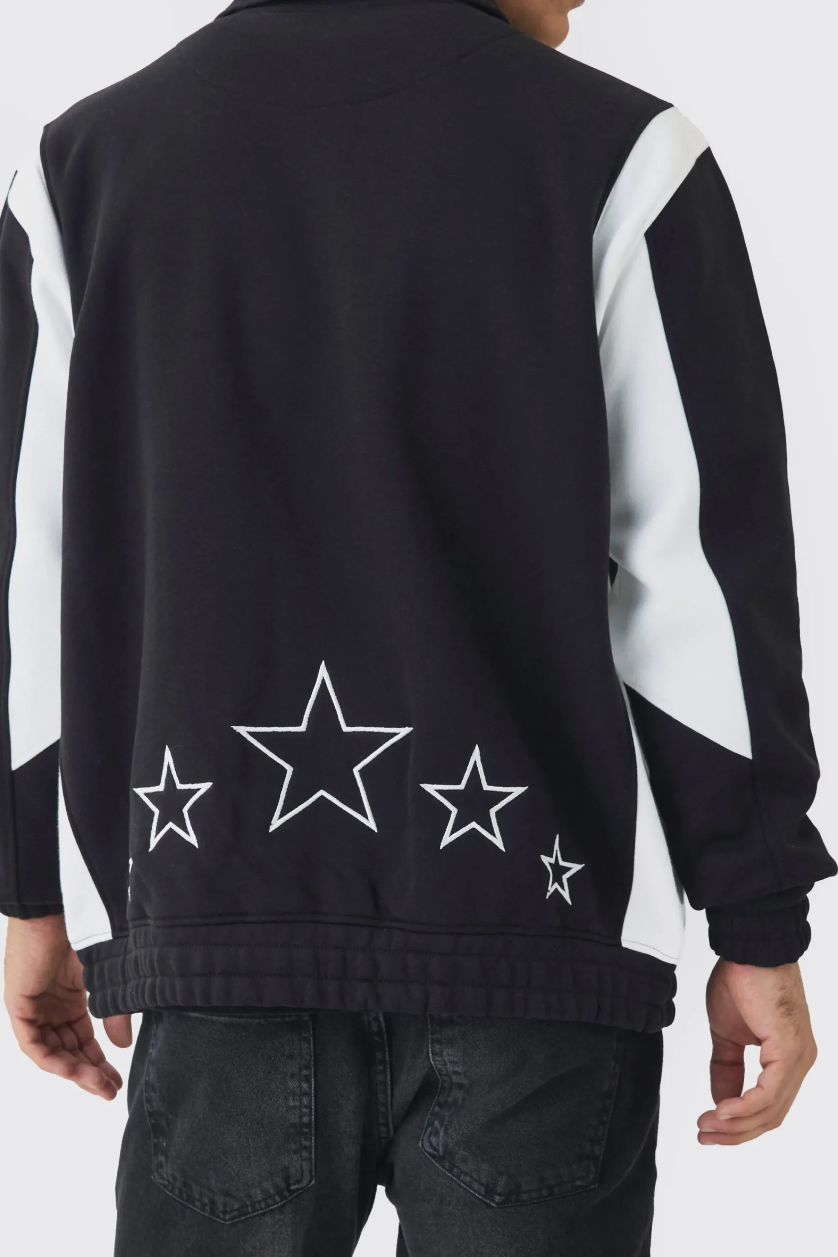 boohooMAN Varsity Embroidered Jersey Harrington Jacket | UK| Coats & Jackets